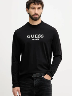 Guess longsleeve bawełniany kolor czarny z aplikacją M5BI0S K8FQ4