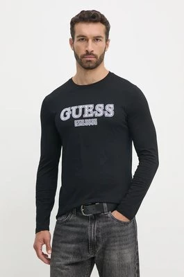 Guess longsleeve bawełniany kolor czarny z nadrukiem M4BI46.I3Z14