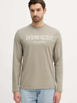 Guess longsleeve bawełniany kolor zielony z aplikacją M5BI10 K8FQ4