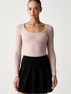 Guess longsleeve damski z bawełną różowy