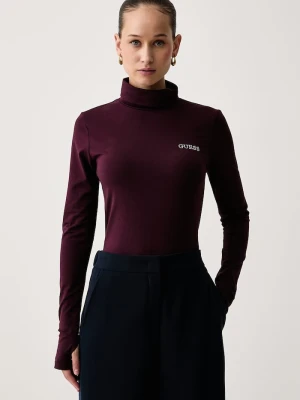 Guess longsleeve damski z bawełną GRETA bordowy