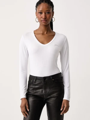 Guess longsleeve damski z modalem biały