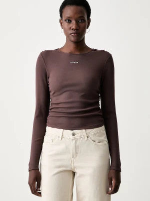 Guess longsleeve damski z modalem NAT brązowy