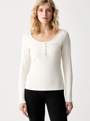Guess longsleeve damski z wiskozy X NORTH SAILS beżowy