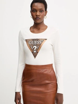 Guess longsleeve LEO damskie kolor beżowy W5BI75 J1314