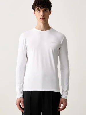 Guess longsleeve męski bawełniany z elastanem biały
