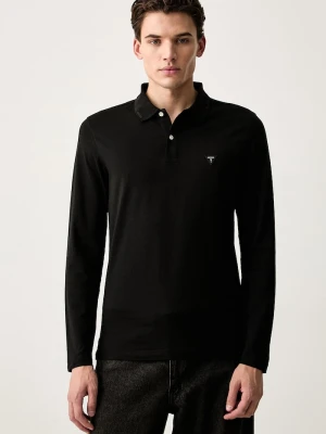 Guess longsleeve męski bawełniany z elastanem czarny