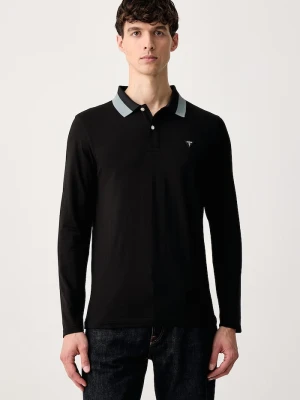 Guess longsleeve męski bawełniany z elastanem czarny
