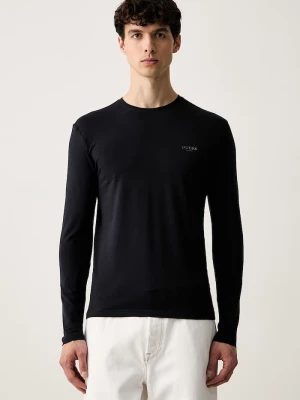 Guess longsleeve męski bawełniany z elastanem granatowy
