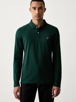 Guess longsleeve męski bawełniany z elastanem zielony
