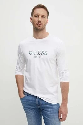 Guess longsleeve męski kolor biały z nadrukiem M4YI39 J1314