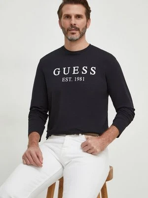 Guess longsleeve męski kolor czarny z nadrukiem