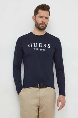 Guess longsleeve męski kolor granatowy z nadrukiem