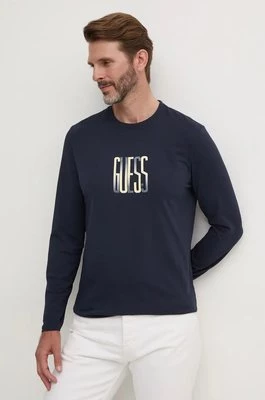 Guess longsleeve męski kolor granatowy z nadrukiem M4BI34.J1314