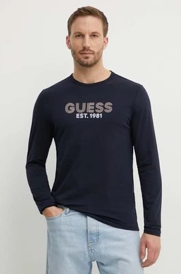 Guess longsleeve męski kolor granatowy z nadrukiem M4YI33 J1314