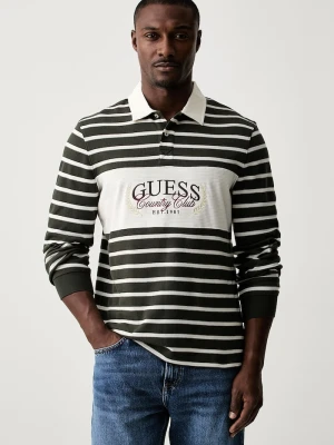 Guess longsleeve męski z bawełną zielony