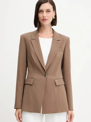 Guess marynarka DOROTHEE kolor brązowy jednorzędowa gładka W5YN41 WHD92