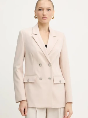 Guess marynarka FIONA kolor beżowy dwurzędowa gładka W5YN20 WH9Y2