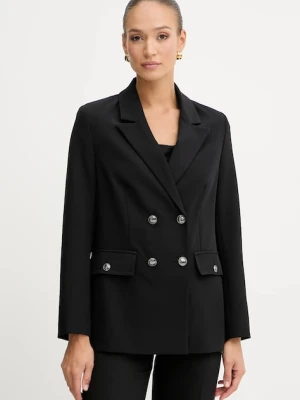Guess marynarka FIONA kolor czarny dwurzędowa gładka W5YN20 WH9Y2