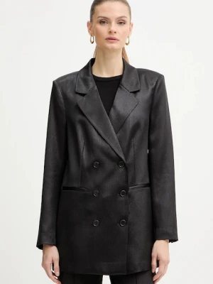 Guess marynarka JEMMA kolor czarny dwurzędowa wzorzysta W5BN83 WH9B0