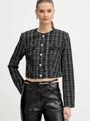 Guess marynarka SANDRA kolor czarny jednorzędowa wzorzysta W5BN63 W2382