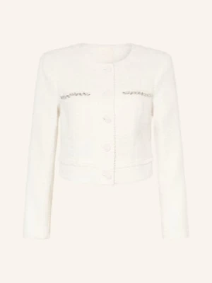 Guess Marynarka Z Tweedu Clothilde Z Kamieniami Ozdobnymi I Błyszczącą Nicią weiss