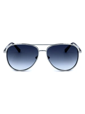 Guess Męskie okulary przeciwsłoneczne w kolorze srebrno-granatowym rozmiar: 59