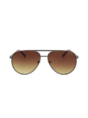 Guess Męskie okulary przeciwsłoneczne w kolorze srebrno-jasnobrązowym rozmiar: 61