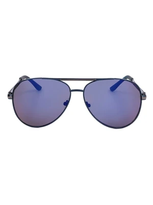 Guess Męskie okulary przeciwsłoneczne w kolorze srebrno-niebieskim rozmiar: 61