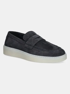 Guess mokasyny nubukowe RICKY MOC męskie kolor granatowy FMTRIC LEA14