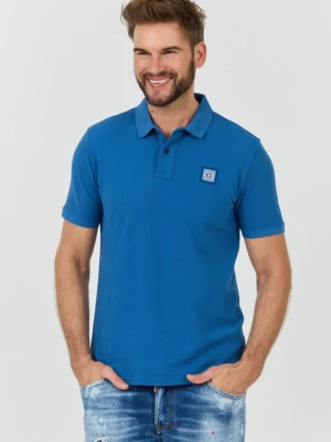 GUESS Niebieskie męskie polo Washed, Rozmiar L