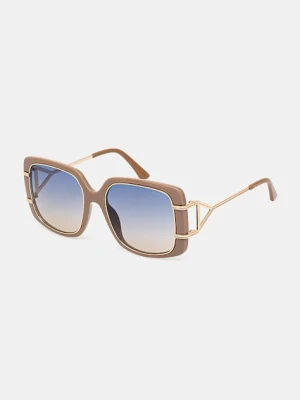 Guess okulary przeciwsłoneczne damskie kolor beżowy GU7854 57W