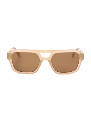 Guess Okulary przeciwsłoneczne unisex w kolorze beżowo-brązowym rozmiar: 53