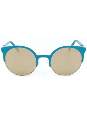 Guess Okulary przeciwsłoneczne unisex w kolorze jasnobrązowo-turkusowym rozmiar: 51