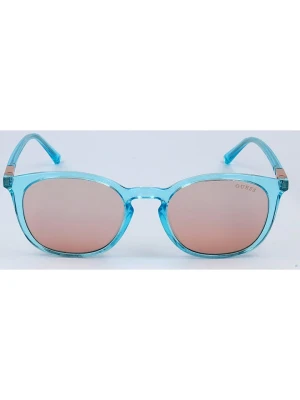 Guess Okulary przeciwsłoneczne unisex w kolorze turkusowo-jasnobrązowym rozmiar: 50