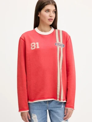 Guess Originals bluza bawełniana damska kolor czerwony z nadrukiem M5YQ25 KCPR1