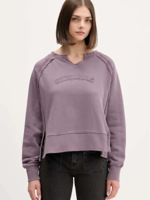 Guess Originals bluza bawełniana damska kolor fioletowy z aplikacją W5BQ27 KCPR1