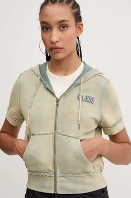 Guess Originals bluza damska kolor beżowy z kapturem gładka W4YQ31 KBRL1