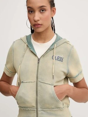 Guess Originals bluza damska kolor beżowy z kapturem gładka W4YQ31 KBRL1