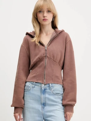 Guess Originals bluza damska kolor brązowy z kapturem melanżowa W5BQ29 K4110
