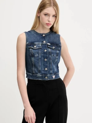 Guess Originals kamizelka jeansowa kolor niebieski jednorzędowa W5YN71 D4H1D