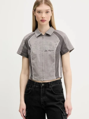 Zdjęcie produktu Guess Originals koszula damskie kolor szary slim z kołnierzykiem klasycznym W5GH0K WGB5B