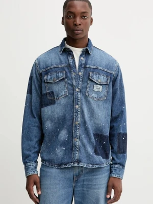 Guess Originals koszula jeansowa męska kolor niebieski regular z kołnierzykiem klasycznym M5YH82 D5R01