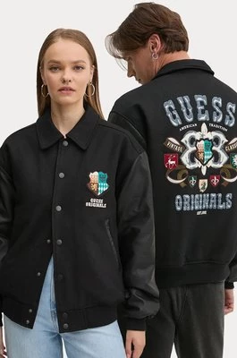 Guess Originals kurtka z domieszką wełny kolor czarny przejściowa oversize M4BL50 WEI00