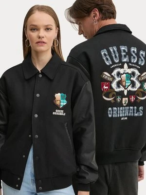 Guess Originals kurtka z domieszką wełny kolor czarny przejściowa oversize M4BL50 WEI00