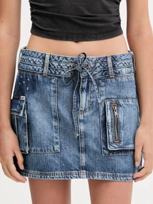 Guess Originals spódnica jeansowa HARRINGTON kolor niebieski mini ołówkowa W5YD0L D5R01