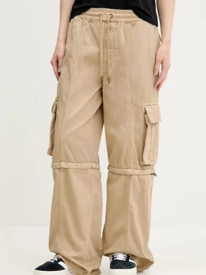 Zdjęcie produktu Guess Originals spodnie bawełniane damskie kolor zielony szerokie high waist W5GA2I WGCVA