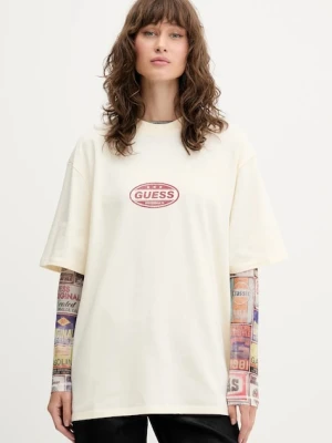 Guess Originals t-shirt bawełniany damski kolor beżowy M5YI55 K8FQ4