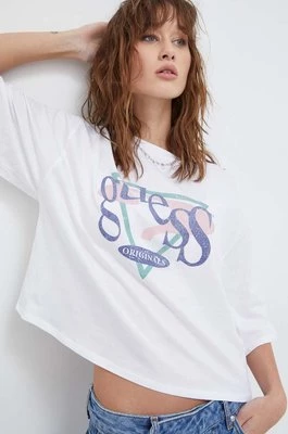 Guess Originals t-shirt bawełniany damski kolor biały