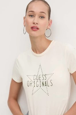 Guess Originals t-shirt damski kolor beżowy W4YP23 KA0Q1